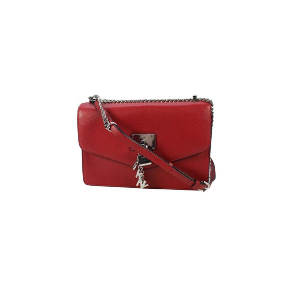 DKNY Womens Leather Snap Closure Shoulder Bag Red